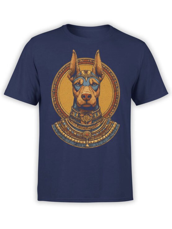Full view of Anubark T-Shirt showing Doberman in regal Egyptian attire against golden circle