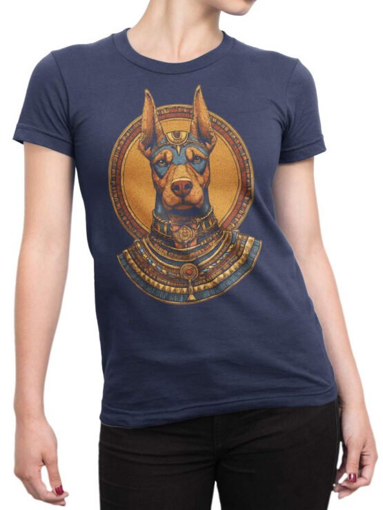 Female torso in Anubark tee - power, elegance, and canine royalty combined