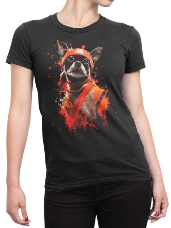 Female torso in the Bark Sensei shirt, embodying fierce energy and humor