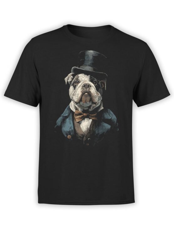 Full view of Sir Barksworth T-Shirt in black, featuring bulldog in formal vintage clothing