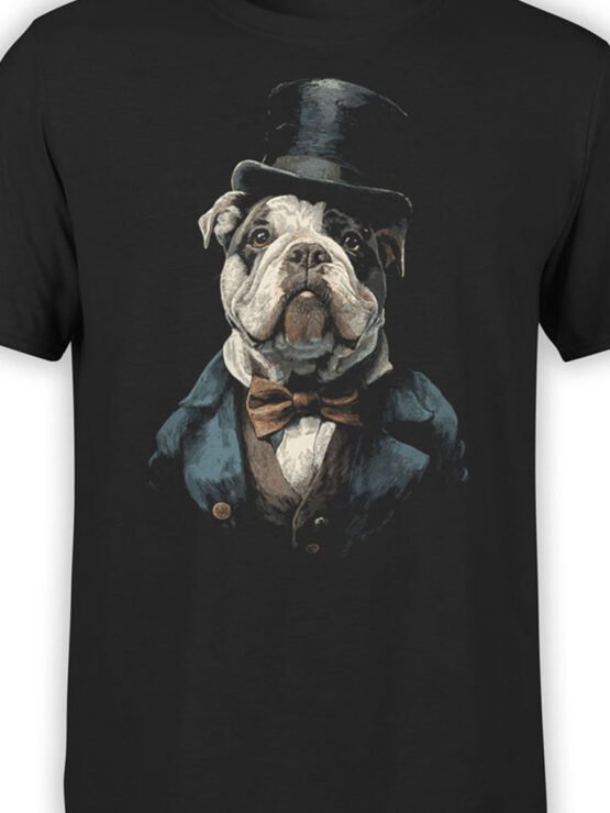 Close-up of dapper bulldog with top hat, bowtie, and regal posture
