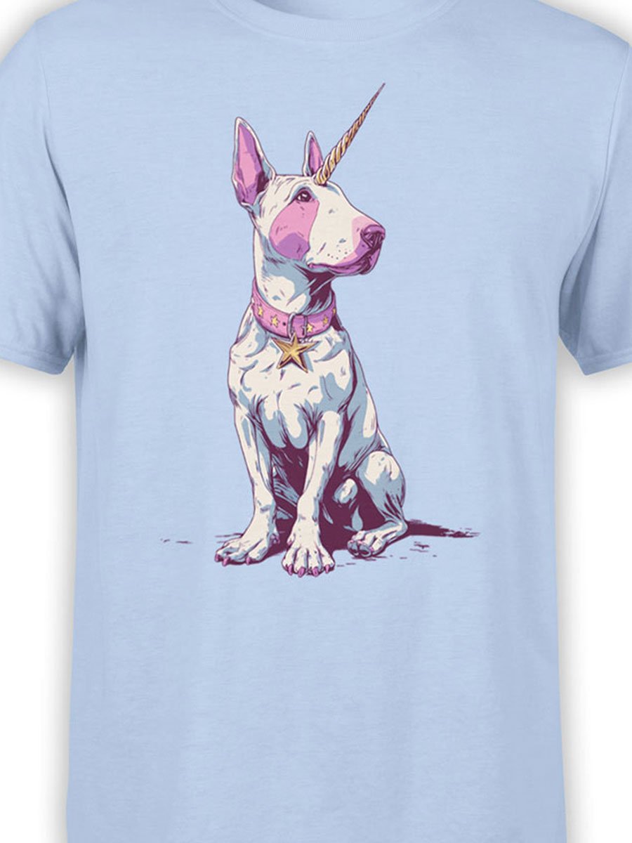 Close-up of dog design showing horn, collar stars, and fantasy-style expression