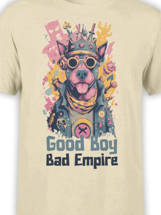 Tee close-up of Rebel Rover artwork showing crowned canine with goggles and bold urban texture