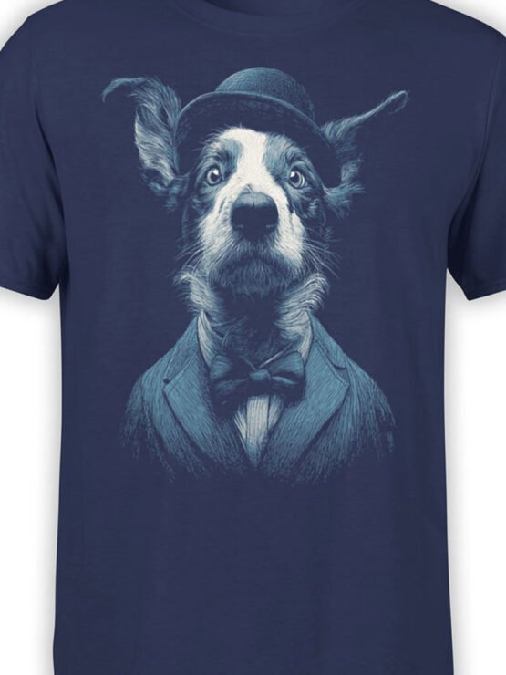 Close-up of Dapper Dog artwork showing collie with bow tie and detailed vintage style illustration