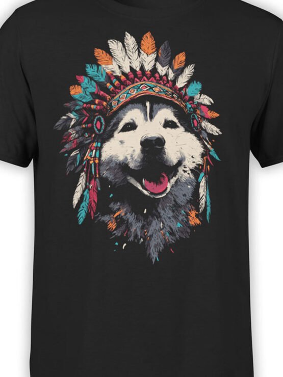 Close-up of Chief Howler artwork showing husky face and colorful feather detail