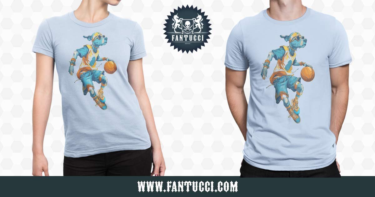 Slam Dunk Pup T-Shirt | Funny Basketball Dog Graphic Sports