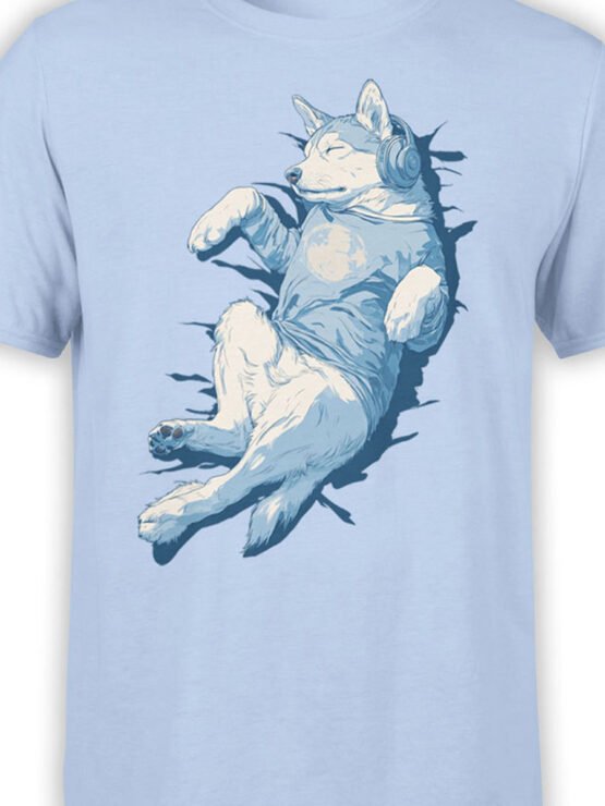 Close-up of Chill Husky design showing a cute dog stretched out with headphones