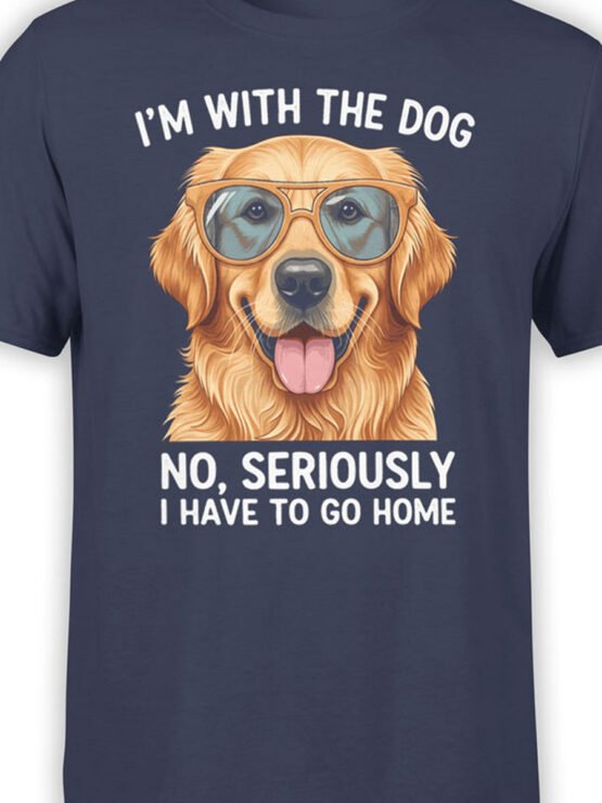 Close-up of Dog Excuse design showing golden retriever face with witty phrase