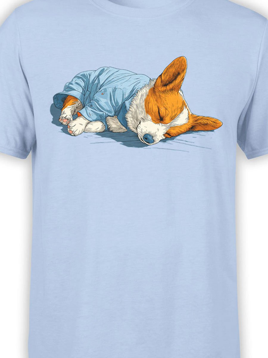 Close-up of Pajama Corgi design showing adorable dog curled up asleep