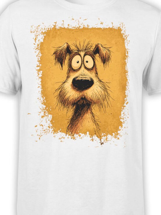 Close-up of Scruffy Surprise design showing funny shaggy dog expression