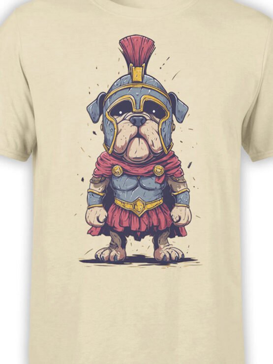 Close-up of Gladiator Pup design showing detailed bulldog warrior costume