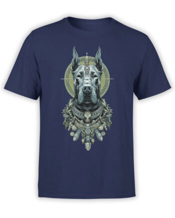 T-shirt full view in navy featuring Guardian Hound ornate Great Dane graphic