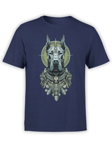 T-shirt full view in navy featuring Guardian Hound ornate Great Dane graphic
