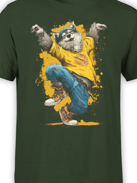 Close-up of Breakdance Pup design with dog mid-dance in colorful streetwear