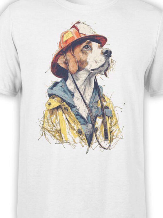 Close-up of firefighter beagle design with helmet and jacket