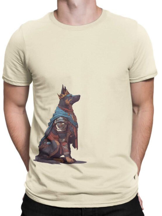 Unisex shirt on male torso featuring Regal Hound fantasy design