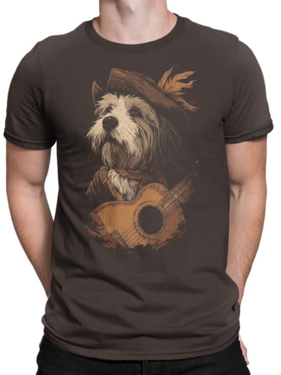 Unisex shirt on male torso showcasing Bardhound medieval design