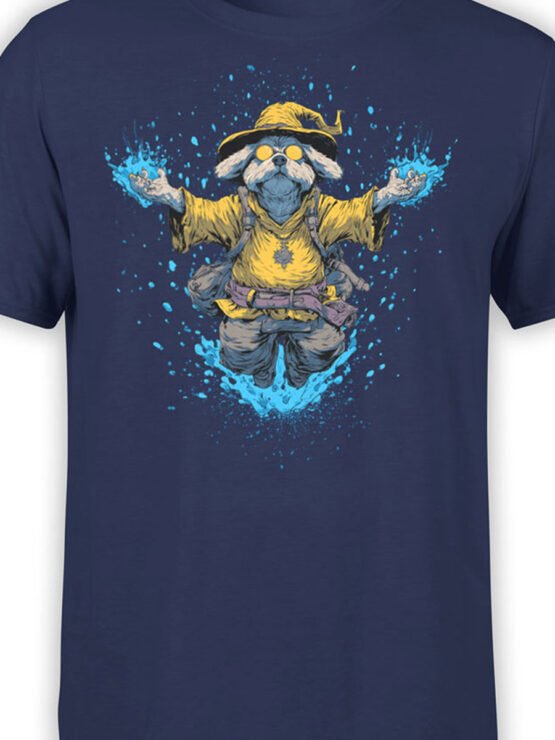 Close-up of Wizard Pup design showing fantasy dog in yellow robe with magical energy