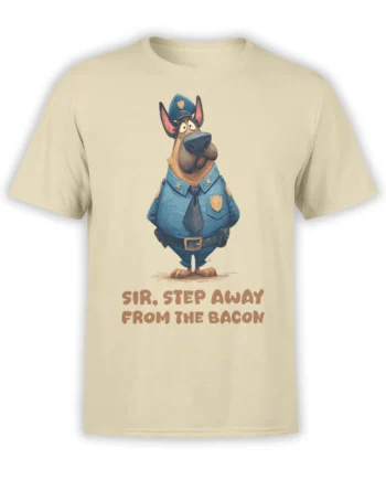 Bacon Patrol Dog T-Shirt front view on a white background