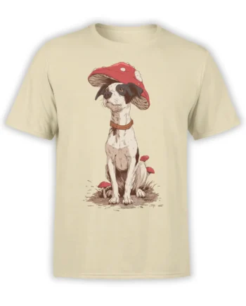 Mushroom Pup Dog T-Shirt front view on a white background