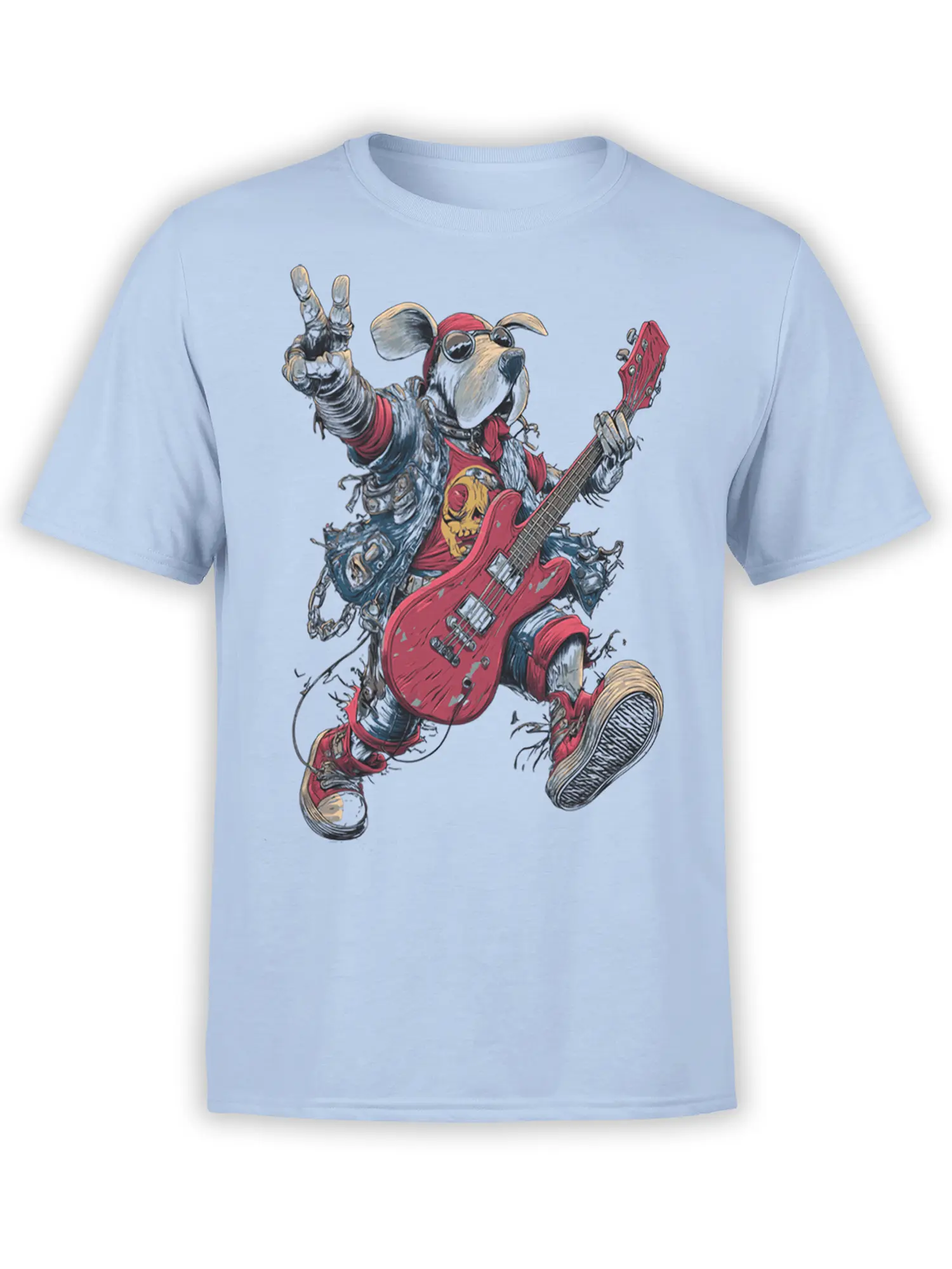 Rock Pup Dog T-shirt front view on a white background
