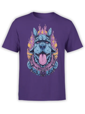 Flame Guard Dog Warrior T-Shirt front view on a white background