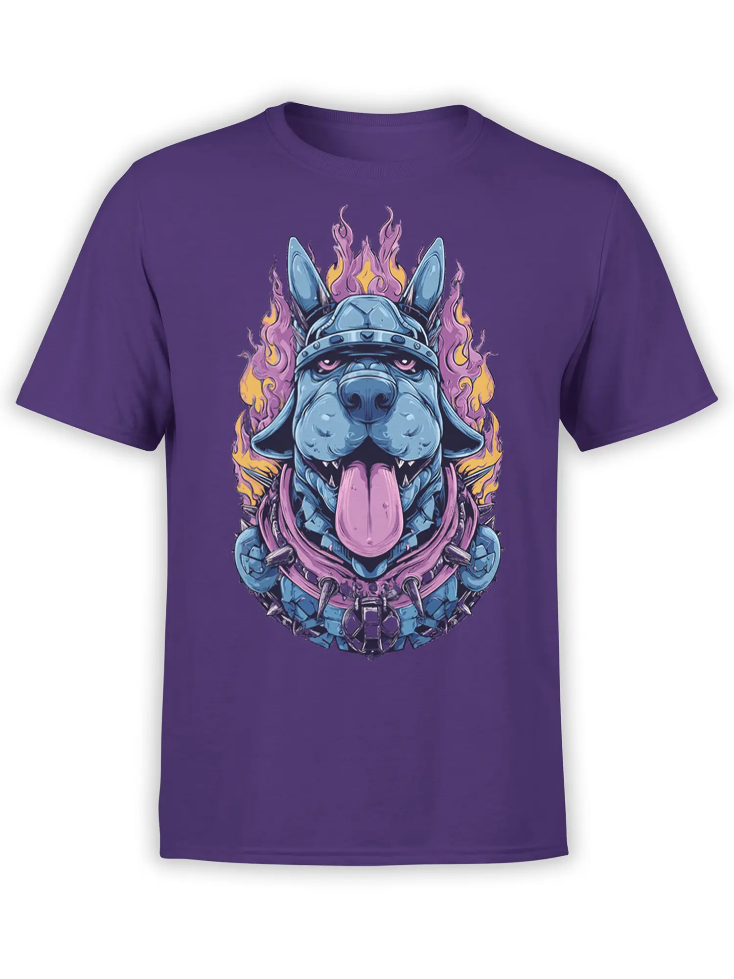 Flame Guard Dog Warrior T-Shirt front view on a white background