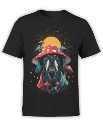 Mushroom Hound Dog T-Shirt front view on a white background