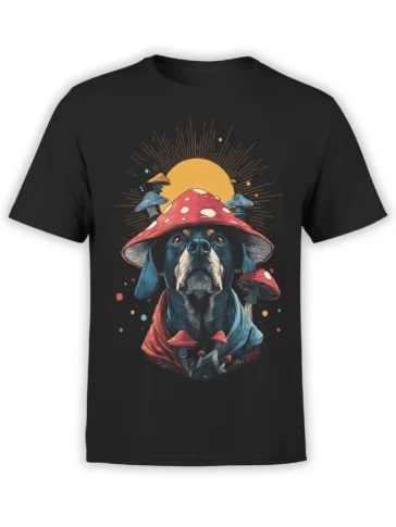 Mushroom Hound Dog T-Shirt front view on a white background
