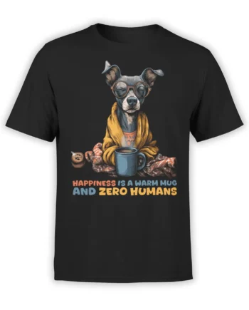 Zero Humans Dog Coffee T-Shirt front view on a white background