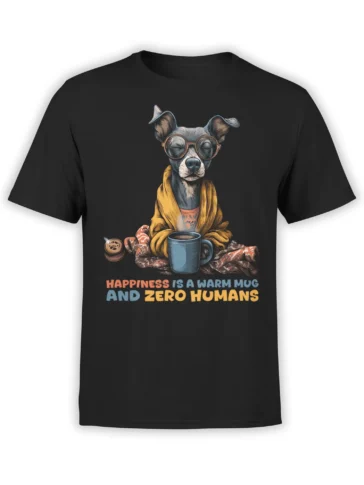 Zero Humans Dog Coffee T-Shirt front view on a white background