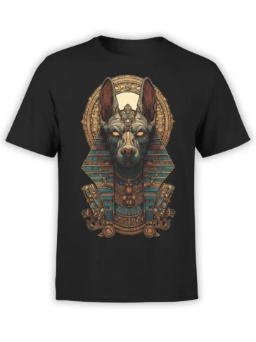 Anubis Pharaoh Dog T-Shirt front view on a white background