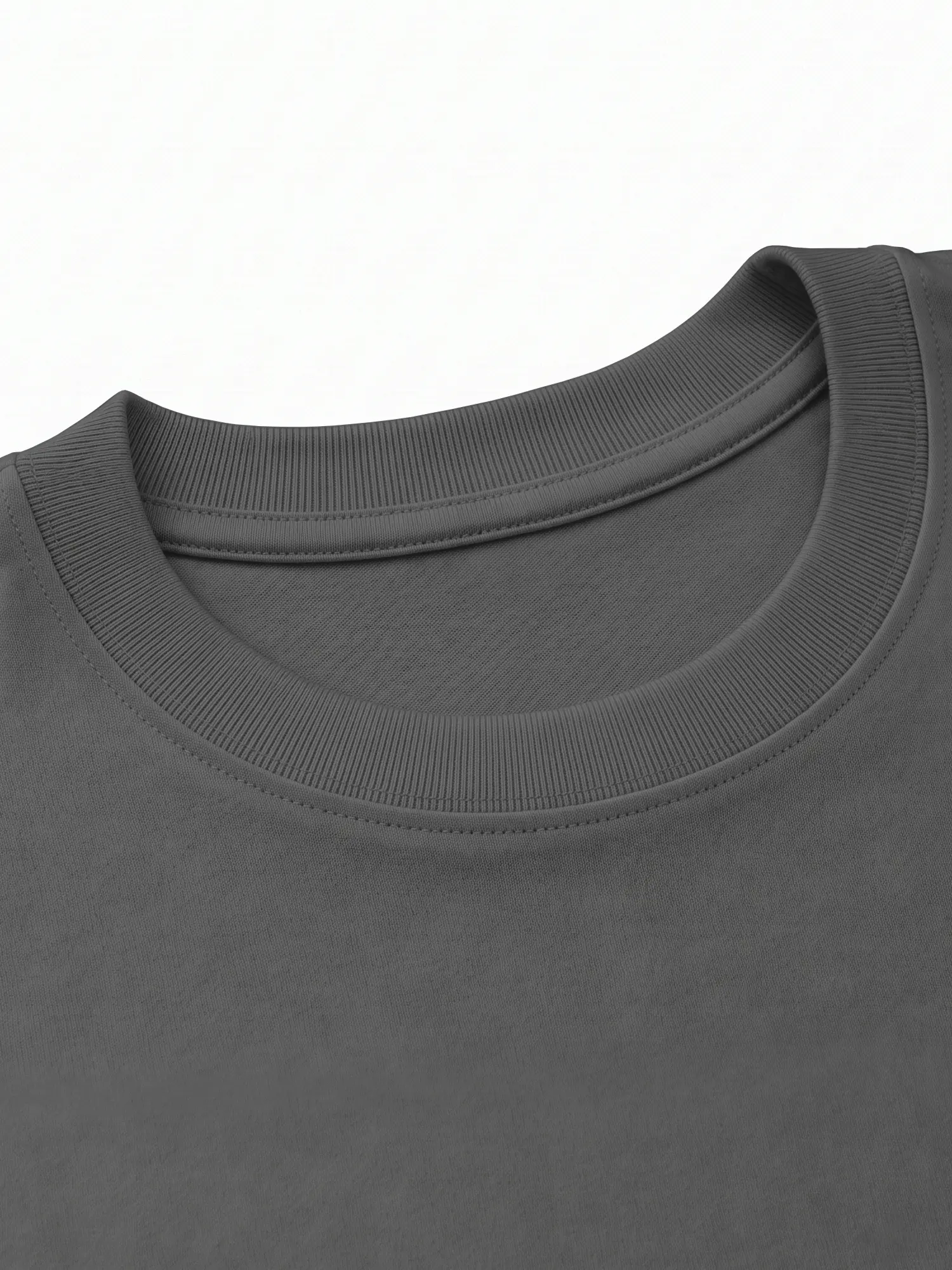 Gray cotton shirt collar and upper fabric in a close-up product view