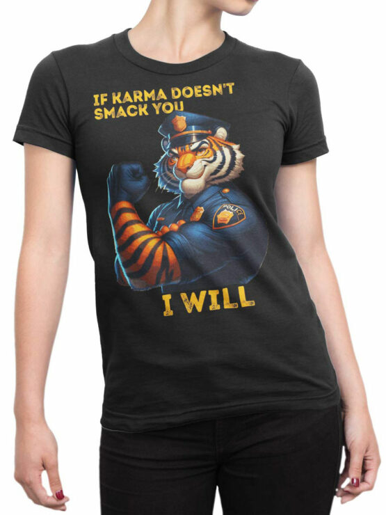 2333 Tiger Karma T-Shirt Front Woman