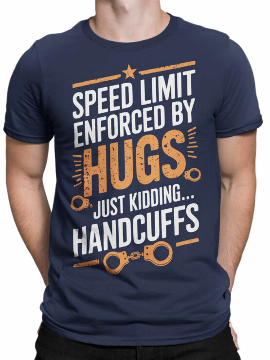 2335 Speed Limit Enforced by Hugs T-Shirt Front Man