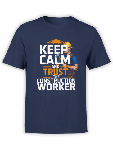 2354 Keep Calm Construction Worker T-Shirt Front