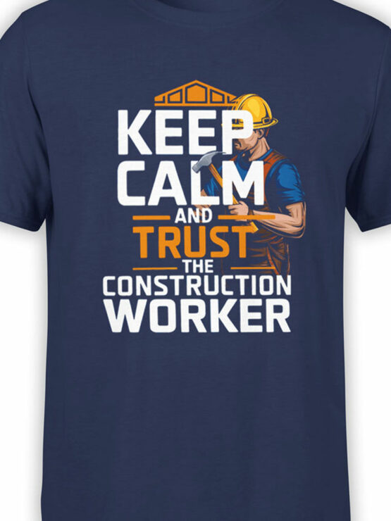 2354 Keep Calm Construction Worker T-Shirt Front Color