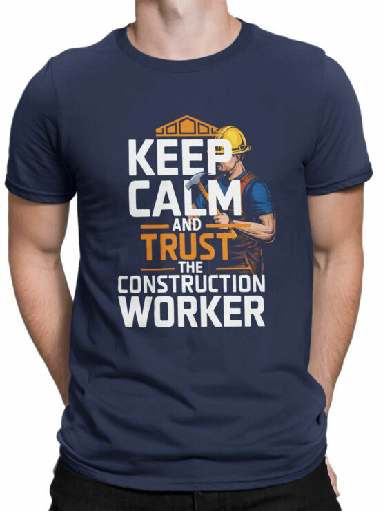 2354 Keep Calm Construction Worker T-Shirt Front Man