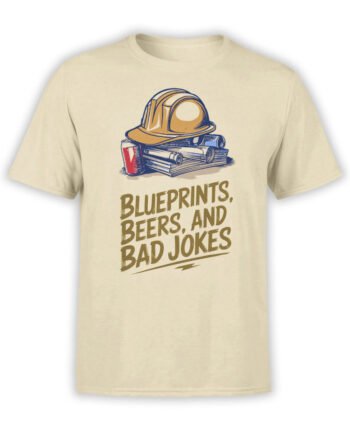 2358 Blueprints Beers Bad Jokes T-Shirt Front