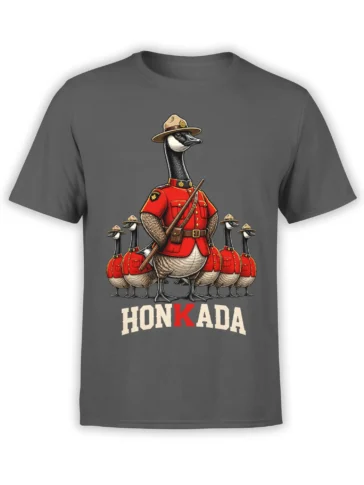 HONKADA goose squad graphic on a gray T-shirt with red uniforms and campaign hats